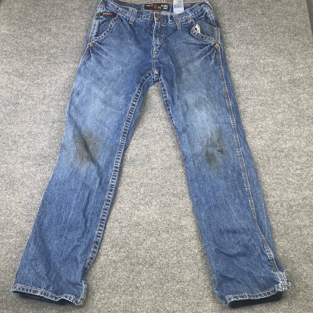 Ariat M4 FR Relaxed Boot Cut Jeans Mens 34x34 Flame Resistant Denim Blue Work